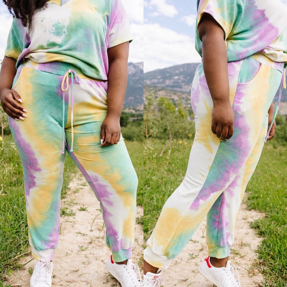 Mint Tie Dye Lounge Joggers - Picture 3 of 6